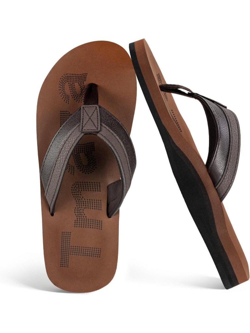 Men's Brown Flip Flops With Arch Support Summer Outdoor Beach Sandals